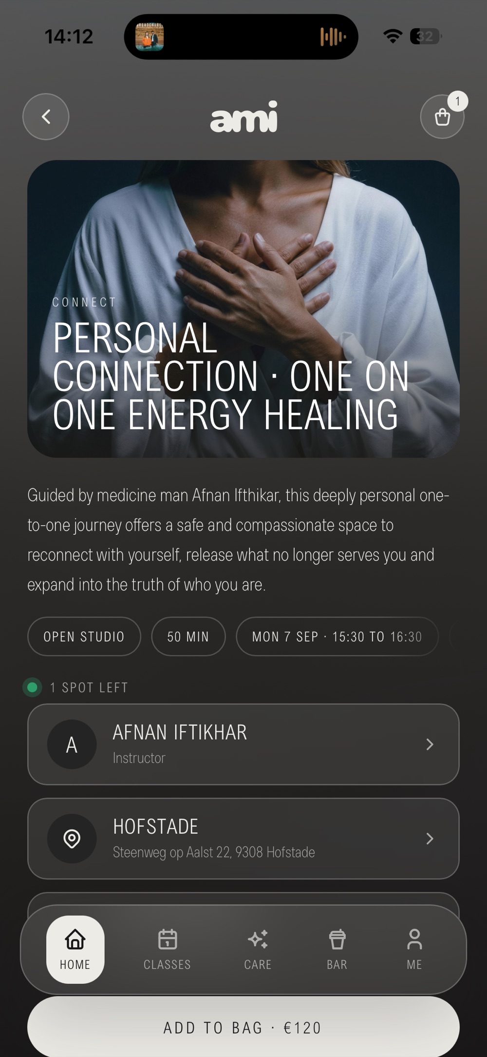 AMI app energy healing